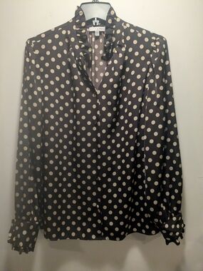 Never Worn! Maison d'Amelie Amazing Polka Dot RuffleCollar And Cuff Blouse